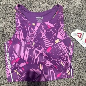 Reebok Purple and Pink Geometric Crop Sports Bra Size XS x-small extra small